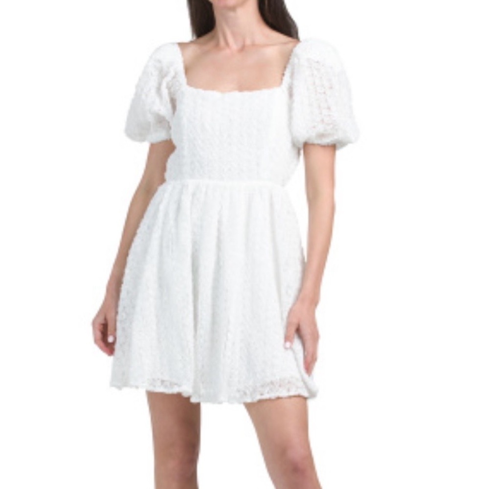 Endless Rose 3D floral Elegant White Lace Dress